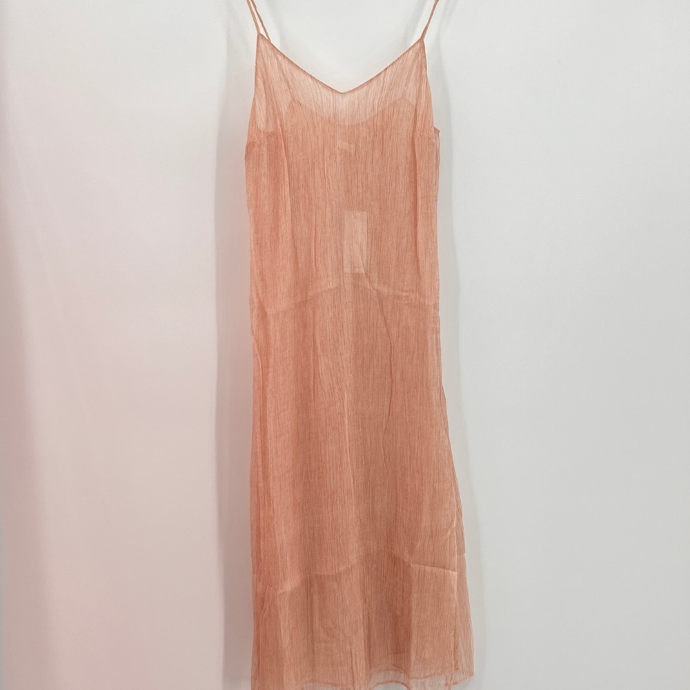 Skin Shani Silk Chiffon Midi Chemise in Blush Size 0 NWT - Picture 2 of 8